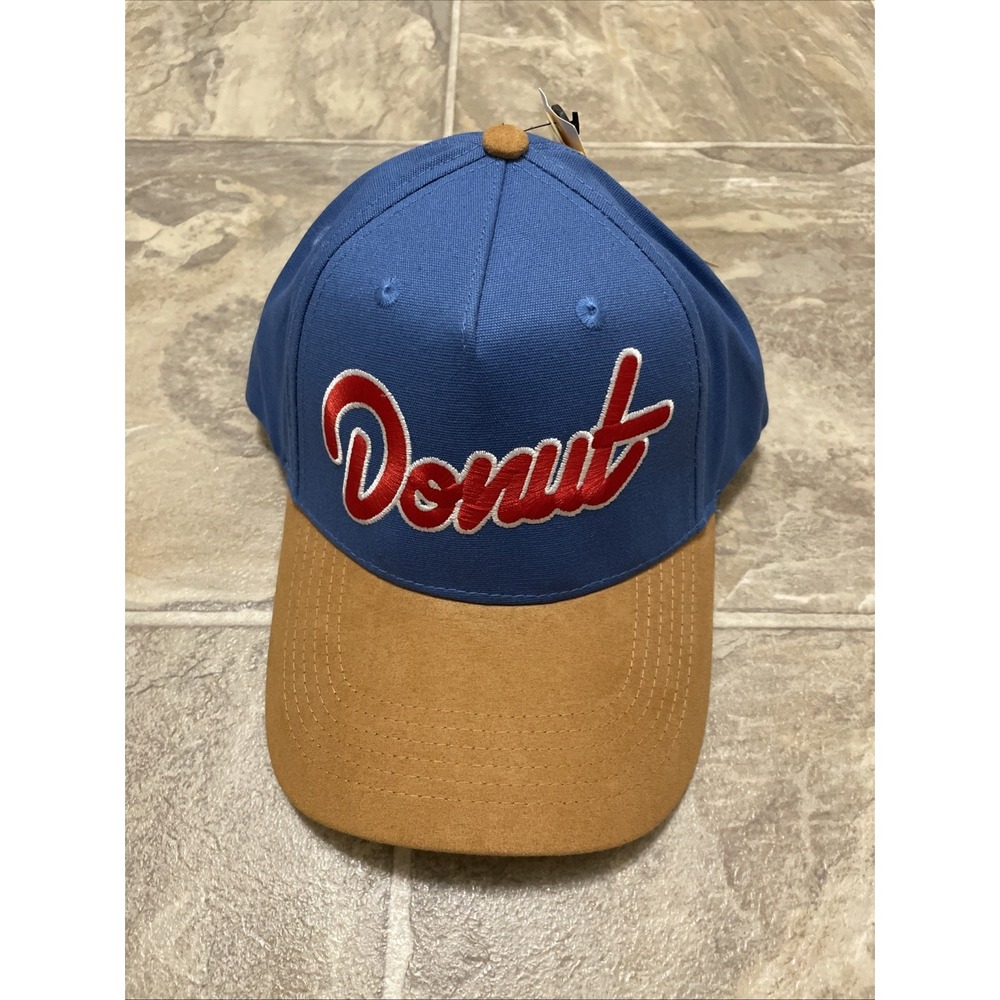 Donut Media Outline Blue & Brown Snapback Hat Cap Suede‎ Brim